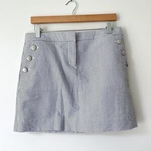 J. Crew blue and white striped seersucker cotton skirt. Size 6. NWT.